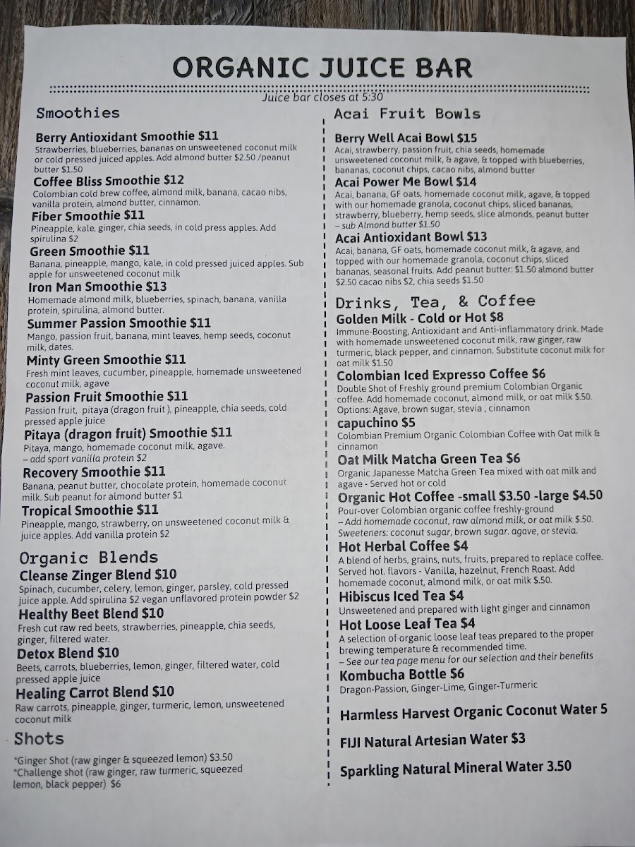 Menu My Organic Corner-1