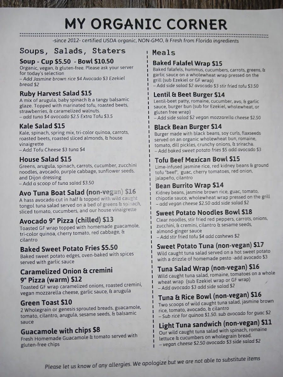 Menu My Organic Corner-2